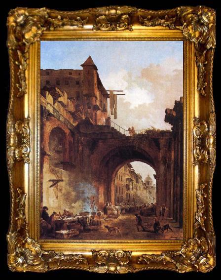 framed  ROBERT, Hubert The Porta Octavia in Rome, ta009-2